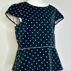 LOFT Black and White Polka Dot Blouse